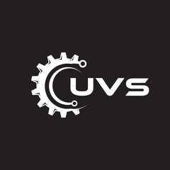 UVS letter technology logo design on black background. UVS creative initials letter IT logo concept. UVS setting shape design.
