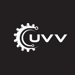 UVV letter technology logo design on black background. UVV creative initials letter IT logo concept. UVV setting shape design.
