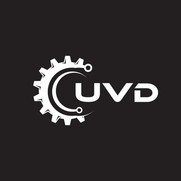 UVD letter technology logo design on black background. UVD creative initials letter IT logo concept. UVD setting shape design.
