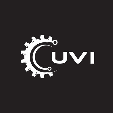 UVI letter technology logo design on black background. UVI creative initials letter IT logo concept. UVI setting shape design.
