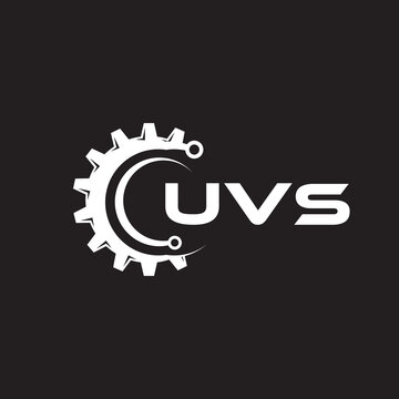 UVS letter technology logo design on black background. UVS creative initials letter IT logo concept. UVS setting shape design.
