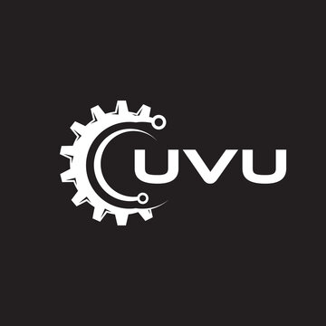 UVU letter technology logo design on black background. UVU creative initials letter IT logo concept. UVU setting shape design.
