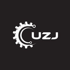 UZJ letter technology logo design on black background. UZJ creative initials letter IT logo concept. UZJ setting shape design.
