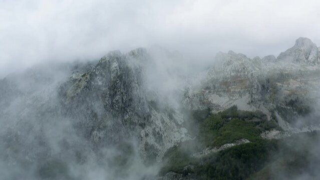 Aerial drone footage of Qafa Shtegu i Dhenve, National Park Thet, Albania