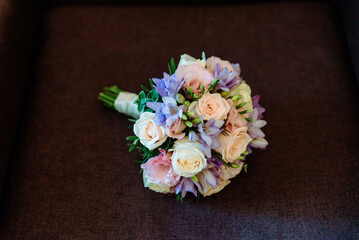 Wedding bouquet made of white roses
