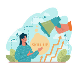 Naklejka premium Skill up concept. Increasing of business or professional abilities