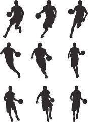 silhouette of people playing basketball