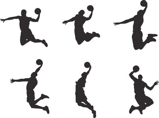 silhouette of people playing basketball