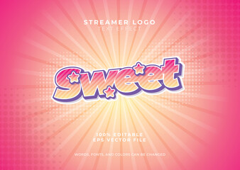 Sweet cute gradient editable text effect. Gradient pastel text effect template. trendy gamer or streamer logo template.