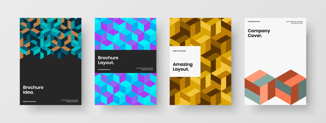 Fototapeta premium Modern presentation A4 vector design layout composition. Vivid geometric pattern brochure template collection.