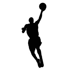 silhouettes of people playing basketball