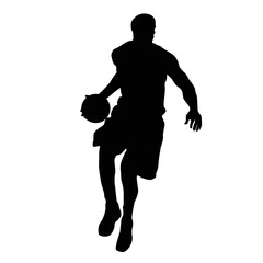 silhouettes of people playing basketball