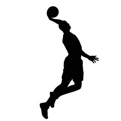 silhouette of people playing basketball
