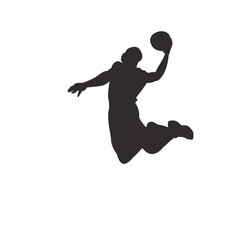 Fototapeta na wymiar silhouette of people playing basketball