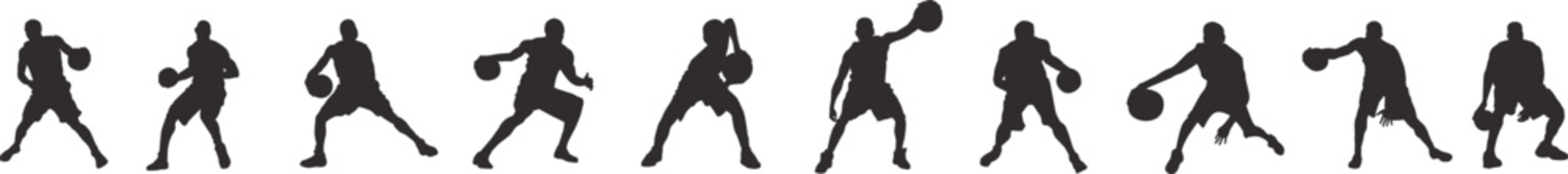 silhouette of people playing basketball