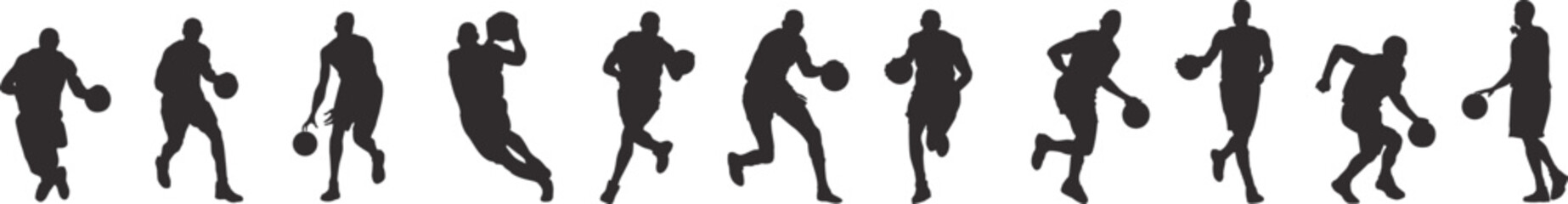silhouette of people playing basketball