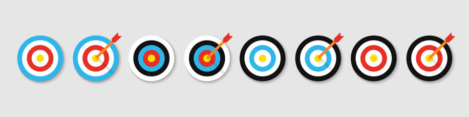 Target with arrows. Goal symbols. Archery Targets with arrow. Vector illustration