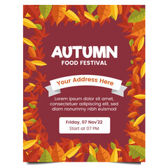 Autumn food festival event flyer design. Fall poster design, party banner, invitation card