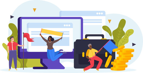 People With Flags Composition