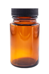 Dark jar with lid for medicines or hygiene products, mock up on white
