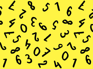 template with the image of keyboard symbols. a set of numbers. Surface template. yellow background. Horizontal image.