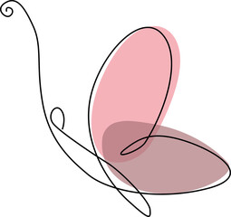 Butterfly one line work. Pink butterfly drawing.