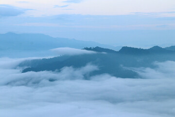 misty mountain hills in the morning