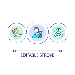 Personal achievements loop concept icon. Motivation to reach goal. Development benefits abstract idea thin line illustration. Isolated outline drawing. Editable stroke. Arial font used