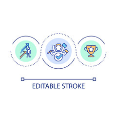 Productive work for result loop concept icon. Variety business tasks. Corporate development abstract idea thin line illustration. Isolated outline drawing. Editable stroke. Arial font used