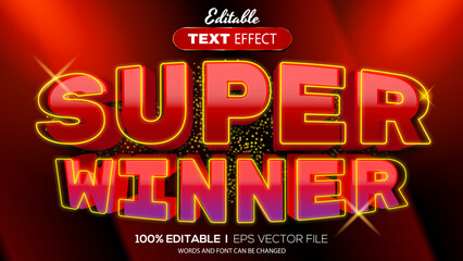 3D super winner text effect - Editable text effect