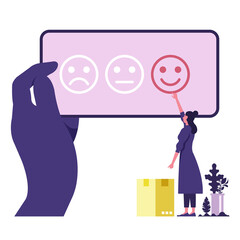 People give review rating and feedback, Customer choice and know your client concept