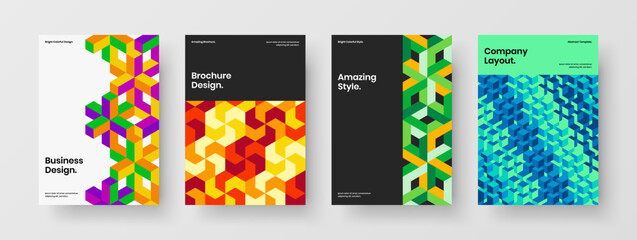 Vivid geometric shapes company brochure template collection. Modern presentation vector design illustration bundle.