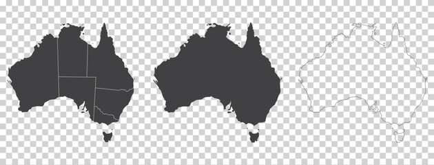 Fototapeta na wymiar set of 3 maps of Australia - vector illustrations