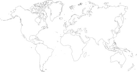 Obraz premium vector illustartion of gray colored world map outline on white background 