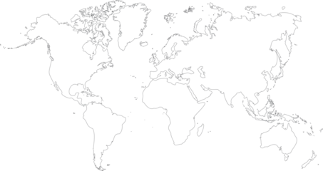 Fotobehang vector illustartion of gray colored world map outline on white background   © agrus