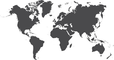 vector illustartion of gray colored world map on white background	
