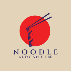 Noodle vintage logo, icon and symbol, vector illustration design