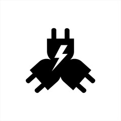 Illustration design of three electrical plugs with electric sign.