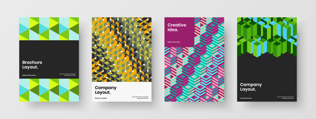 Original placard A4 vector design layout bundle. Isolated geometric shapes handbill template composition.