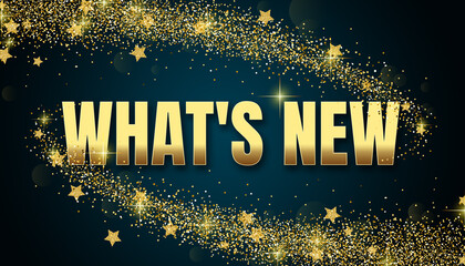 What's new in shiny golden color, stars design element and on dark background.