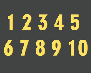 1 to 10 numbers with simple decorative design. isolated on dark color. eps10.