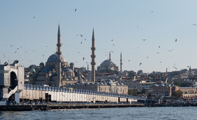 Fototapeta na wymiar Hagia Sophia, Aya Sofia next to the Bosphorous sea in Istanbul, Turkey