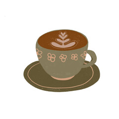 Hand drawn a cup of coffee isolated on a white background