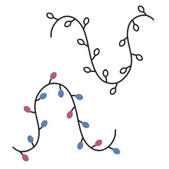 Doodle christmas garland. Vector lights