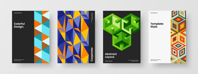 Modern corporate brochure vector design layout collection. Clean mosaic pattern journal cover concept composition.