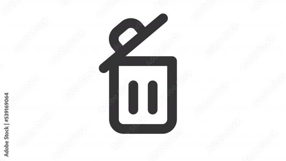 Poster animated trash can line ui icon. delete button. recycle bin. seamless loop hd video with alpha chann