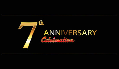 7 anniversary background. 7th anniversary celebration. 7 year anniversary celebration. Seven Anniversary on black background.