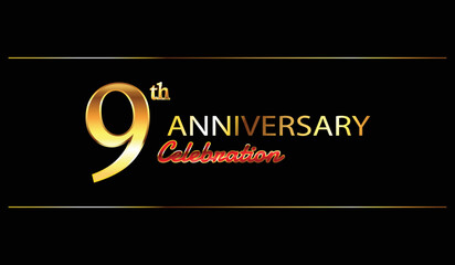 9 anniversary background. 9th anniversary celebration. 9 year anniversary celebration. Nine Anniversary on black background.