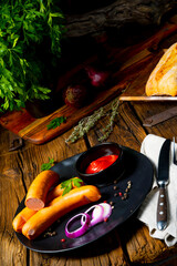 Delicious warm ham bockwurst