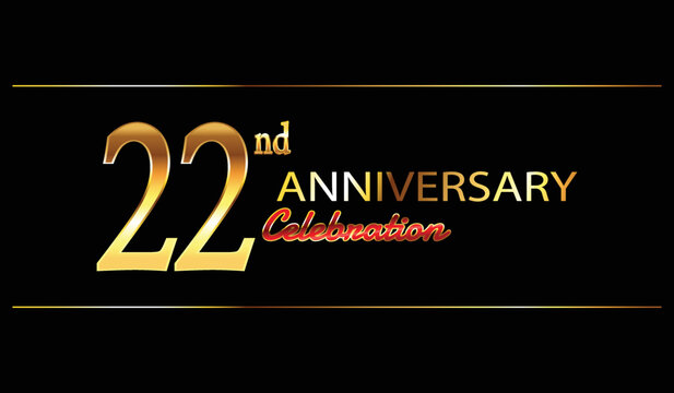 22 anniversary background. 22nd anniversary celebration. 22 year anniversary celebration. Anniversary on black background.